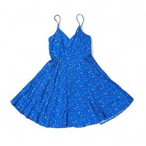 Gap Blue Floral Mini Dress Adjustable Straps Stretch Women’s Size L